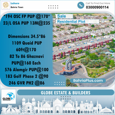Residential Plot for Sale in Bahria Town, Lahore - (BP-311074)