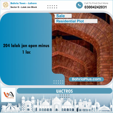 5 Marla Residential Plot for Sale in Sector G - Lalak Jan Block -  Bahria Town, Lahore - (BP-311079)