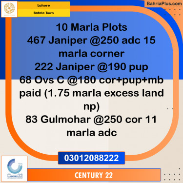 10 Marla Residential Plot for Sale in Bahria Town, Lahore - (BP-311103)