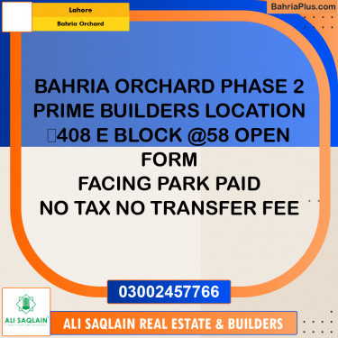 Residential Plot for Sale in Bahria Orchard, Lahore - (BP-311167)