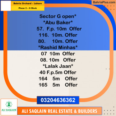5 Marla Residential Plot for Sale in Phase 2 - G Block -  Bahria Orchard, Lahore - (BP-311184)