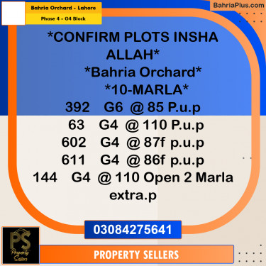 10 Marla Residential Plot for Sale in Phase 4 - G4 Block -  Bahria Orchard, Lahore - (BP-311195)