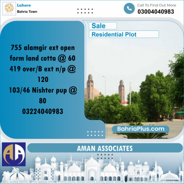 Residential Plot for Sale in Bahria Town, Lahore - (BP-311206)