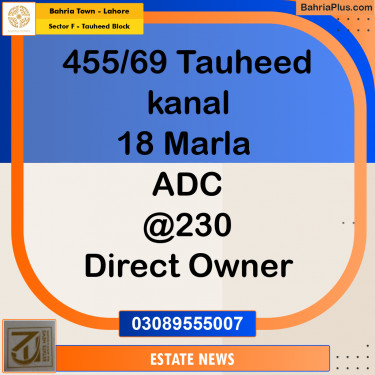 Residential Plot for Sale in Sector F - Tauheed Block -  Bahria Town, Lahore - (BP-311211)