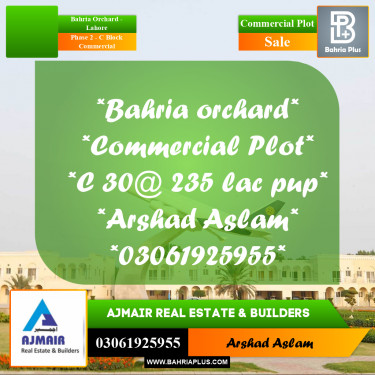 Commercial Plot for Sale in Phase 2 - C Block Commercial -  Bahria Orchard, Lahore - (BP-311225)