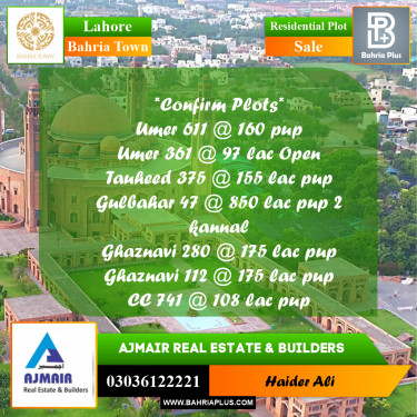 Residential Plot for Sale in Bahria Town, Lahore - (BP-311260)
