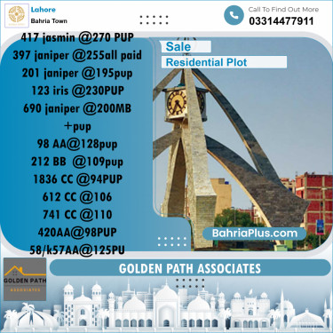 Residential Plot for Sale in Bahria Town, Lahore - (BP-311294)