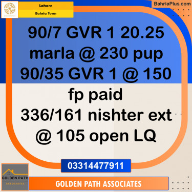 Residential Plot for Sale in Bahria Town, Lahore - (BP-311299)