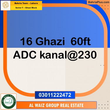 1 Kanal Residential Plot for Sale in Sector F - Ghazi Block -  Bahria Town, Lahore - (BP-311378)