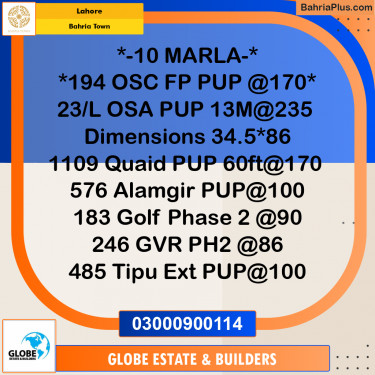Residential Plot for Sale in Bahria Town, Lahore - (BP-311441)