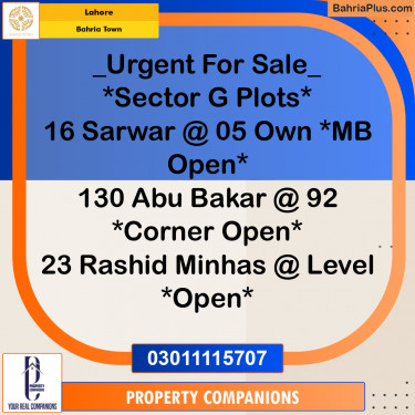 Residential Plot for Sale in Bahria Town, Lahore - (BP-311445)