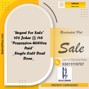 Residential Plot for Sale in Bahria Town, Lahore - (BP-311448)