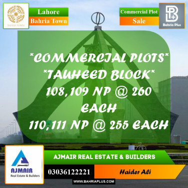 Commercial Plot for Sale in Bahria Town, Lahore - (BP-311556)