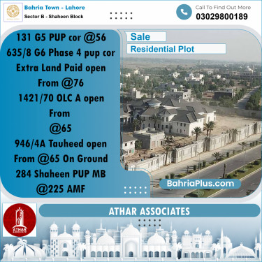 10 Marla Residential Plot for Sale in Sector B - Shaheen Block -  Bahria Town, Lahore - (BP-311574)