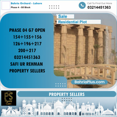 5 Marla Residential Plot for Sale in Phase 4 - G5 Block -  Bahria Orchard, Lahore - (BP-311598)