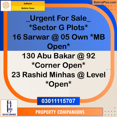 Residential Plot for Sale in Bahria Town, Lahore - (BP-311630)