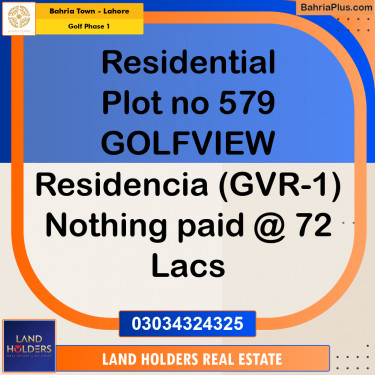 5 Marla Residential Plot for Sale in Golf Phase 1 -  Bahria Town, Lahore - (BP-311643)