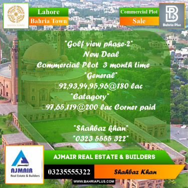 5 Marla Commercial Plot for Sale in Bahria Town, Lahore - (BP-311653)