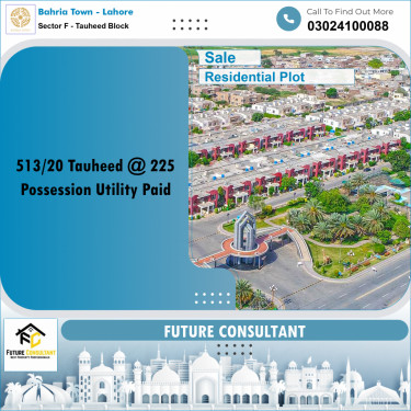 20 Marla Residential Plot for Sale in Sector F - Tauheed Block -  Bahria Town, Lahore - (BP-311657)