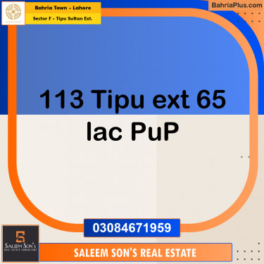5 Marla Residential Plot for Sale in Sector F - Tipu Sultan Ext. -  Bahria Town, Lahore - (BP-311684)