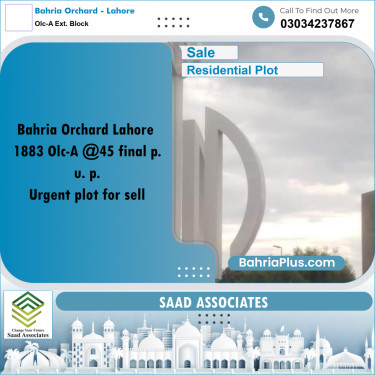 5 Marla Residential Plot for Sale in OLC-A Ext. Block -  Bahria Orchard, Lahore - (BP-311714)