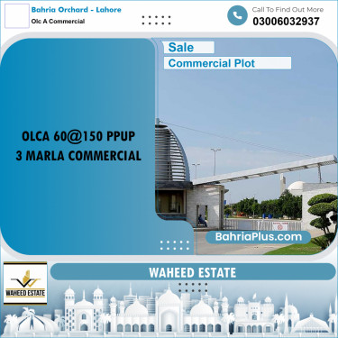 3 Marla Commercial Plot for Sale in OLC A Commercial -  Bahria Orchard, Lahore - (BP-311718)