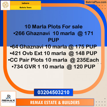 10 Marla Residential Plot for Sale in Bahria Town, Lahore - (BP-311785)