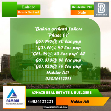 Residential Plot for Sale in Bahria Orchard, Lahore - (BP-311803)