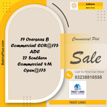 Commercial Plot for Sale in Bahria Town, Lahore - (BP-311819)