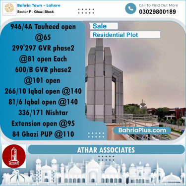 10 Marla Residential Plot for Sale in Sector F - Ghazi Block -  Bahria Town, Lahore - (BP-311844)