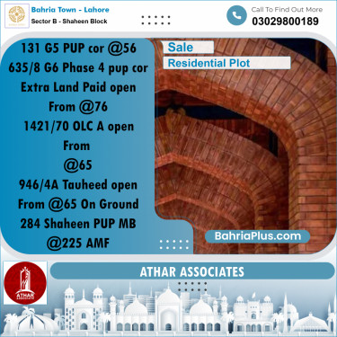 10 Marla Residential Plot for Sale in Sector B - Shaheen Block -  Bahria Town, Lahore - (BP-311850)