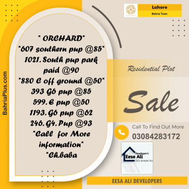 Residential Plot for Sale in Bahria Town, Lahore - (BP-311914)