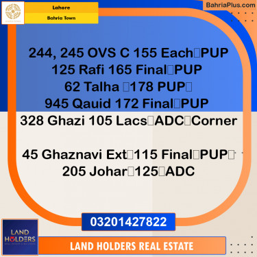 Residential Plot for Sale in Bahria Town, Lahore - (BP-311925)