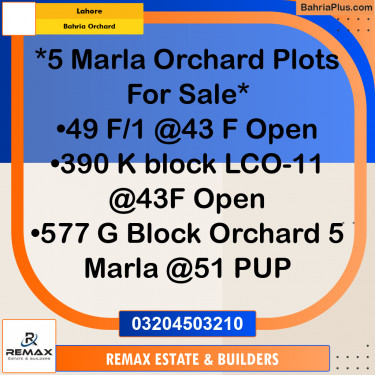 5 Marla Residential Plot for Sale in Bahria Orchard, Lahore - (BP-312002)
