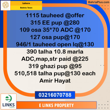 Residential Plot for Sale in Bahria Town, Lahore - (BP-312045)