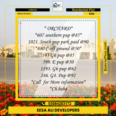 Residential Plot for Sale in Bahria Orchard, Lahore - (BP-312070)