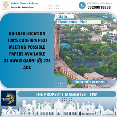 10 Marla Residential Plot for Sale in Sector B - Awais Qarni -  Bahria Town, Lahore - (BP-312085)