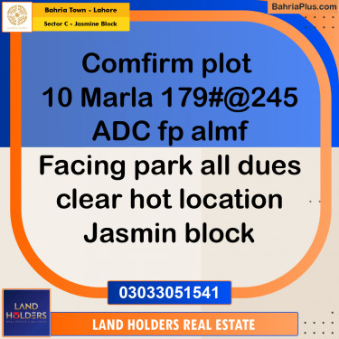 10 Marla Residential Plot for Sale in Sector C - Jasmine Block -  Bahria Town, Lahore - (BP-312140)