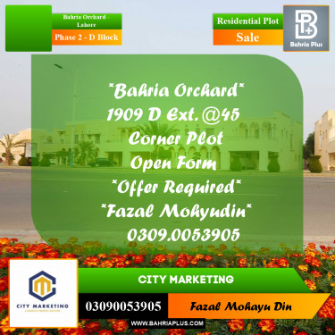5 Marla Residential Plot for Sale in Phase 2 - D Block -  Bahria Orchard, Lahore - (BP-312236)