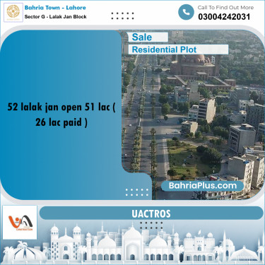 5 Marla Residential Plot for Sale in Sector G - Lalak Jan Block -  Bahria Town, Lahore - (BP-312240)
