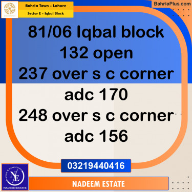 Residential Plot for Sale in Sector E - Iqbal Block -  Bahria Town, Lahore - (BP-312283)