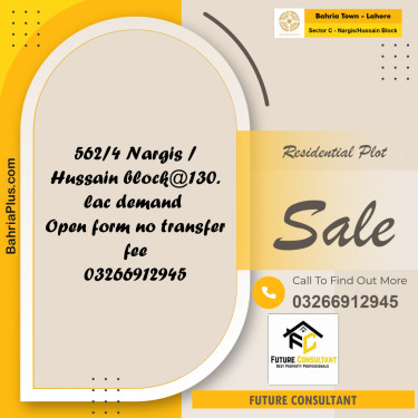 10 Marla Residential Plot for Sale in Sector C - Nargis/Hussain Block -  Bahria Town, Lahore - (BP-312315)