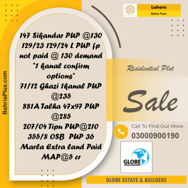 Residential Plot for Sale in Bahria Town, Lahore - (BP-312357)