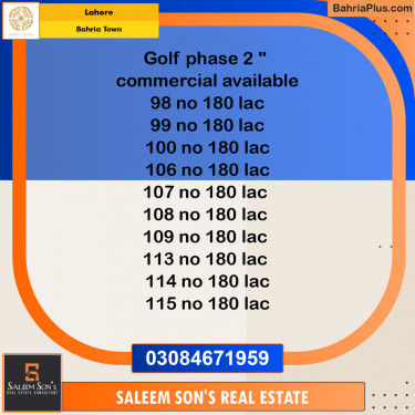 5 Marla Commercial Plot for Sale in Bahria Town, Lahore - (BP-312414)