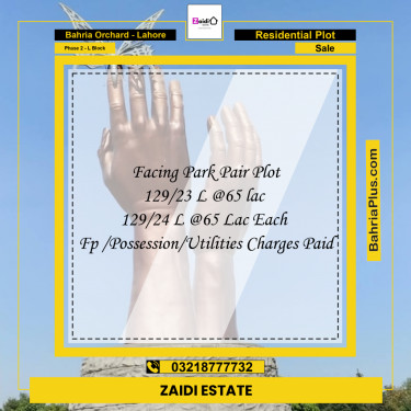 5 Marla Residential Plot for Sale in Phase 2 - L Block -  Bahria Orchard, Lahore - (BP-312415)