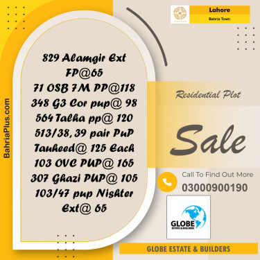 Residential Plot for Sale in Bahria Town, Lahore - (BP-312427)