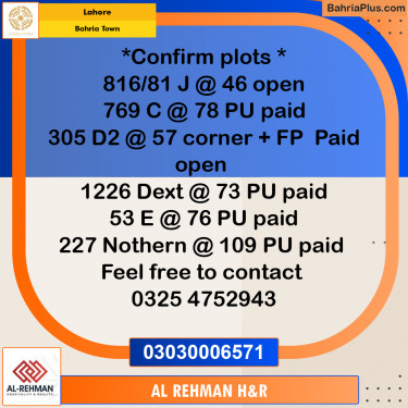 5 Marla Residential Plot for Sale in Bahria Town, Lahore - (BP-312484)