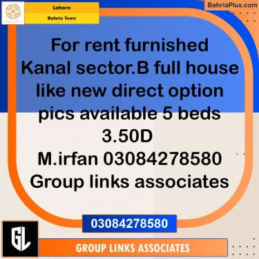 Residential House for Rent in Bahria Town, Lahore - (BP-312501)