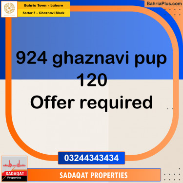 10 Marla Residential Plot for Sale in Sector F - Ghaznavi Block -  Bahria Town, Lahore - (BP-312524)