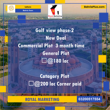 5 Marla Commercial Plot for Sale in Bahria Town, Lahore - (BP-312555)